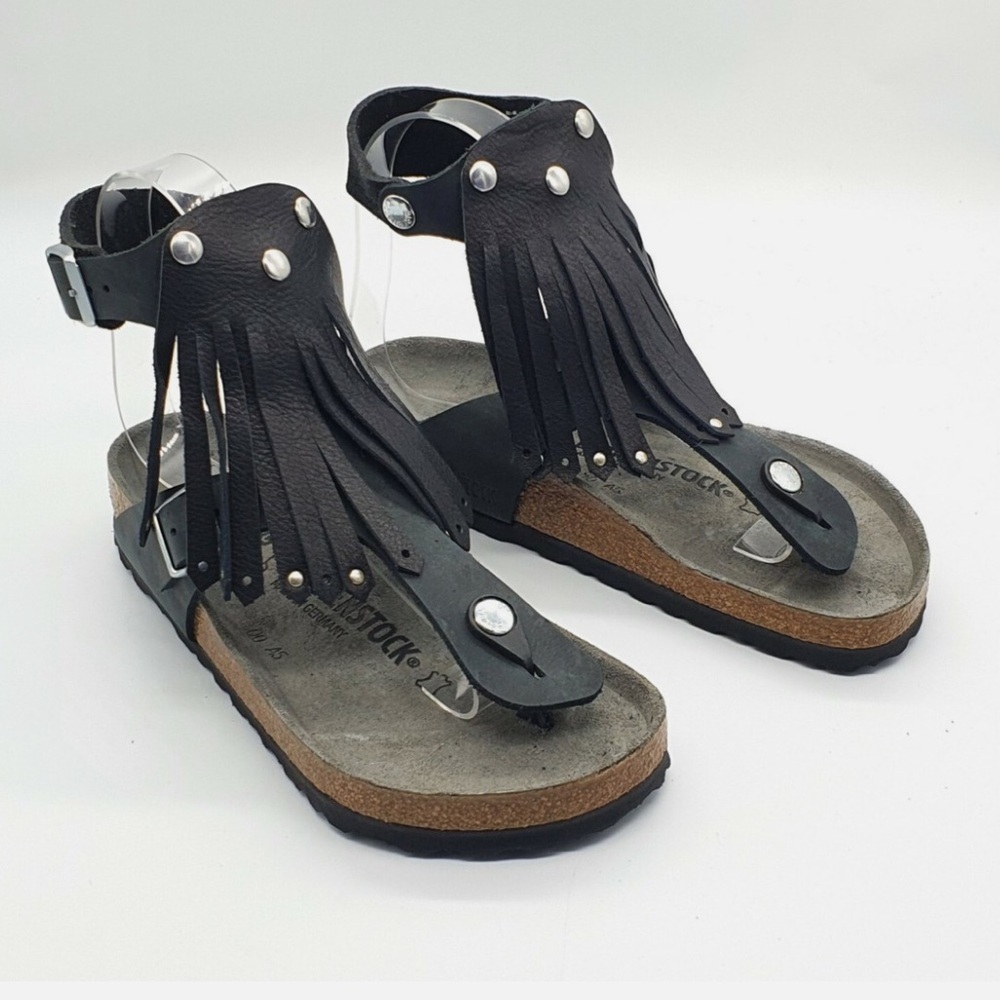 Birkenstock Leather high flower  tassel sandals